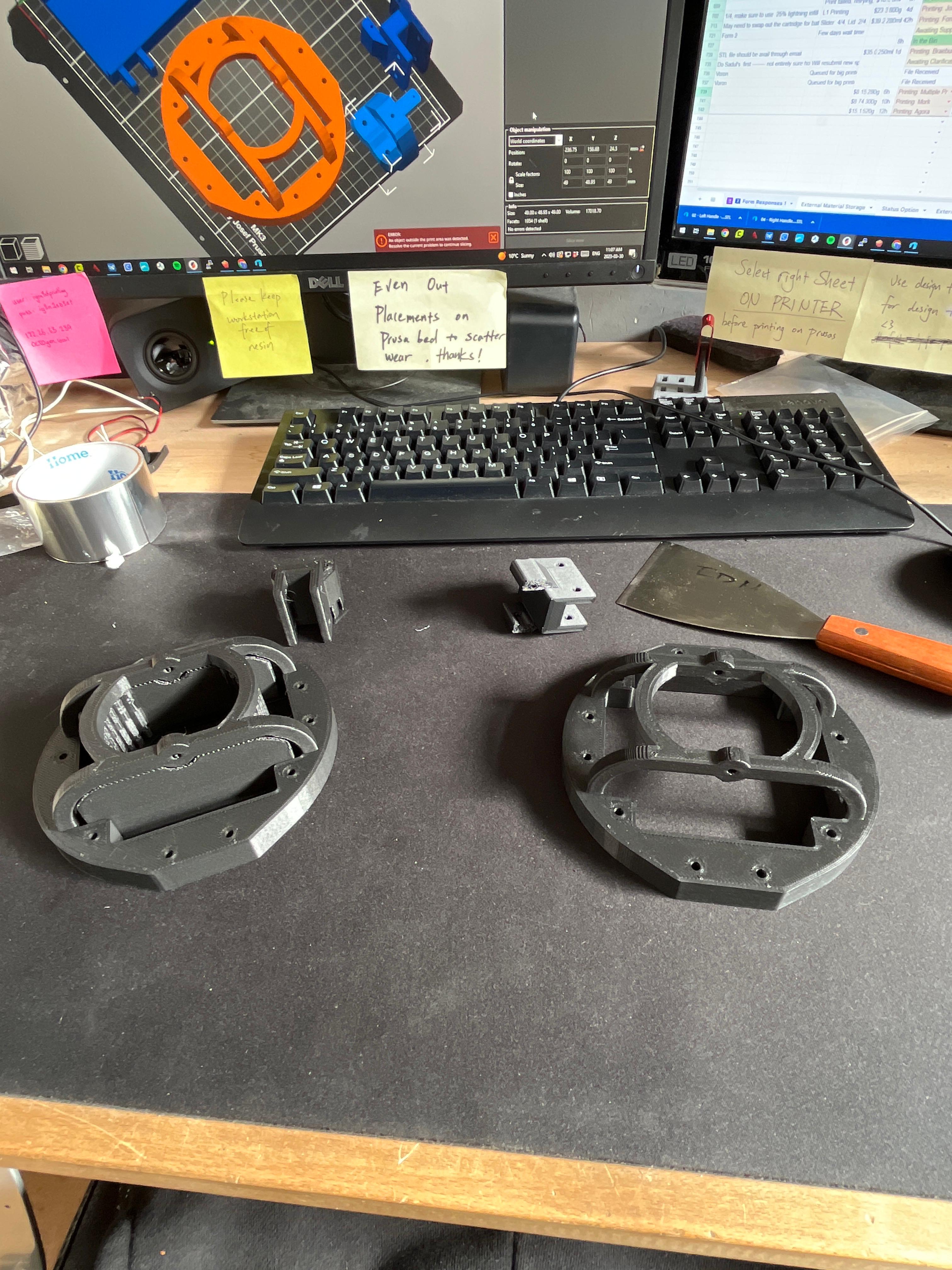 Printed parts and printer setup
