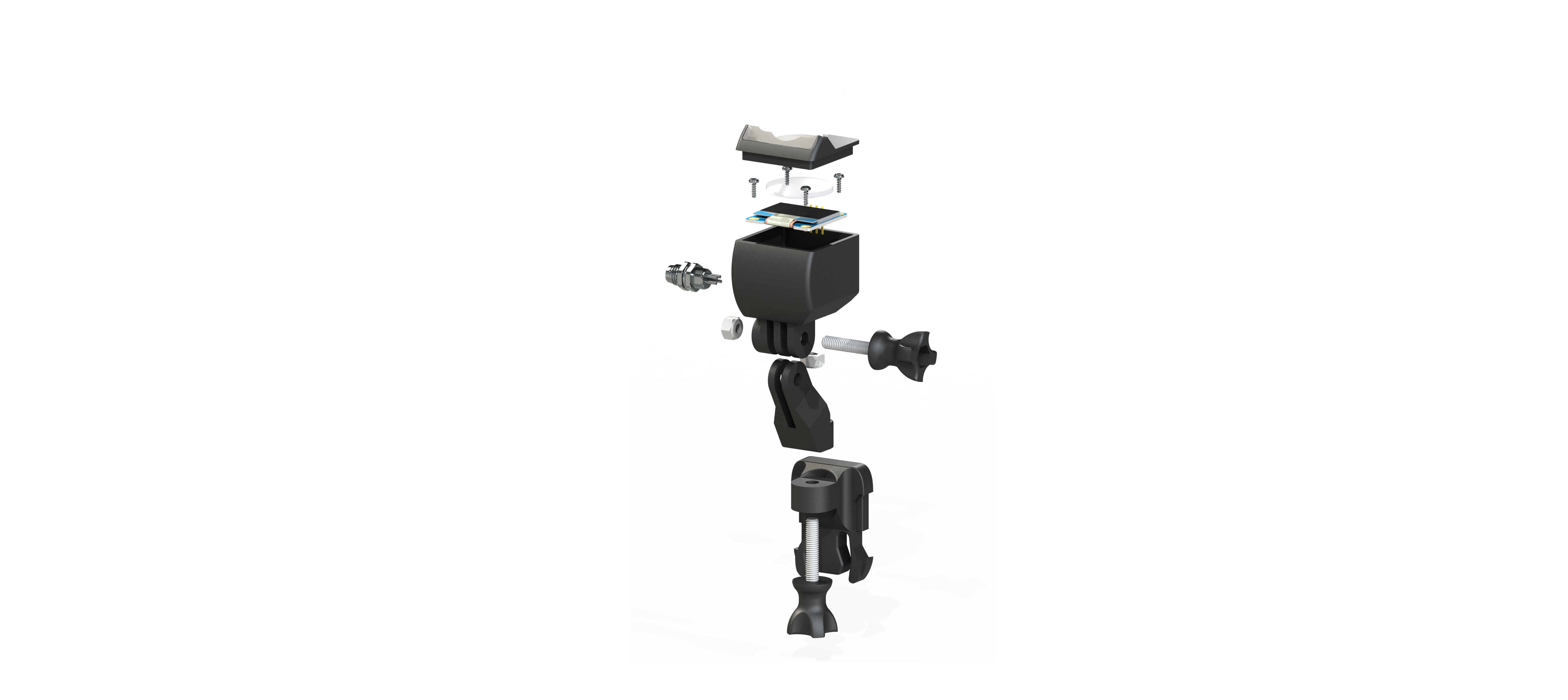 Exploded view of HUD assembly