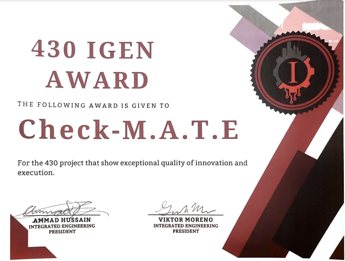 CheckMATE award photo