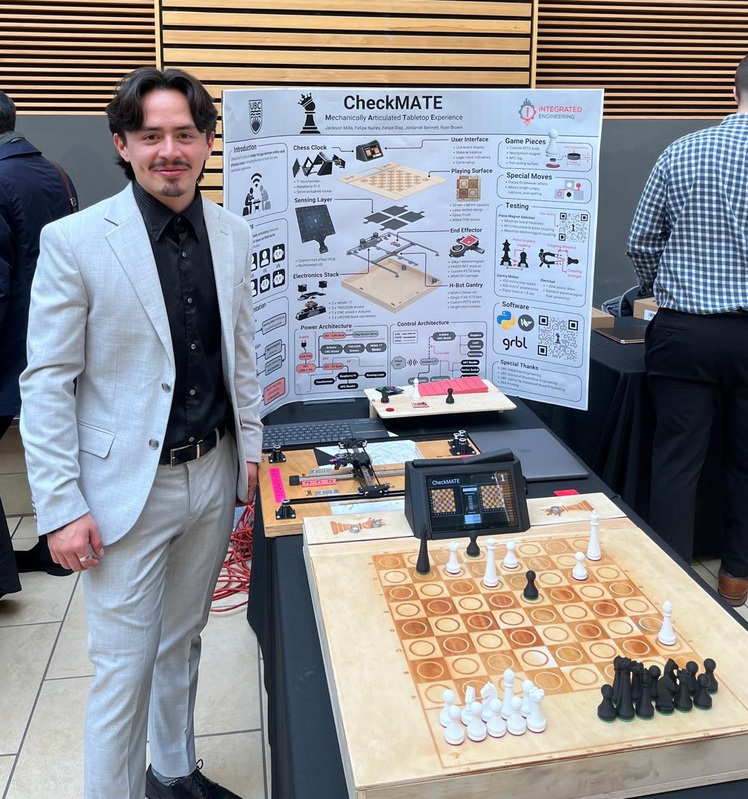 Felipe with the CheckMATE autonomous chessboard at DAID